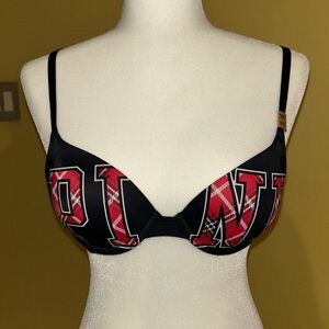 PINK Victoria's Secret Black and Red Patterned Bra